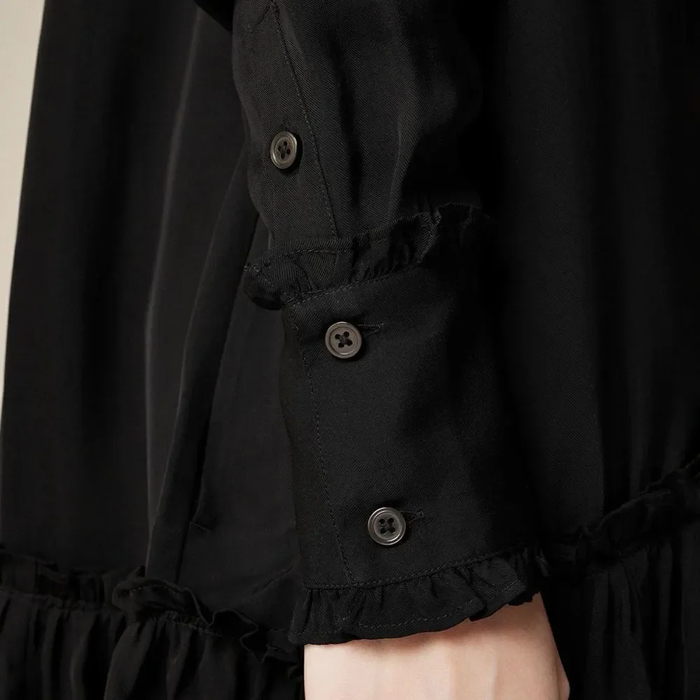 NWT J CREW Amelia popover shirtdress in drapey viscose twill in black